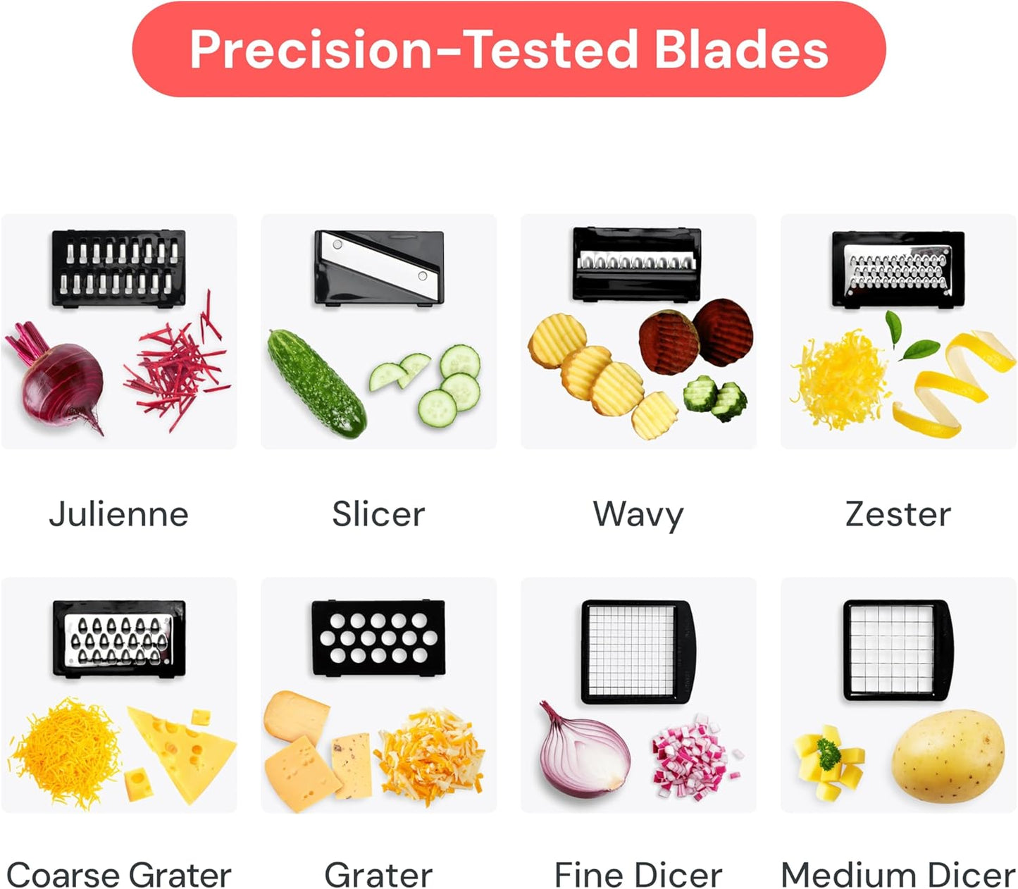 Fullstar Pro Original Vegetable Chopper & Mandoline Slicer Kitchen Gadget | 8 in 1 Veggie Slicer, Onion & Fruit Cutter with Sharp Stainless Steel Blades & Container, All-in-One Meal Prep Tool (Black)