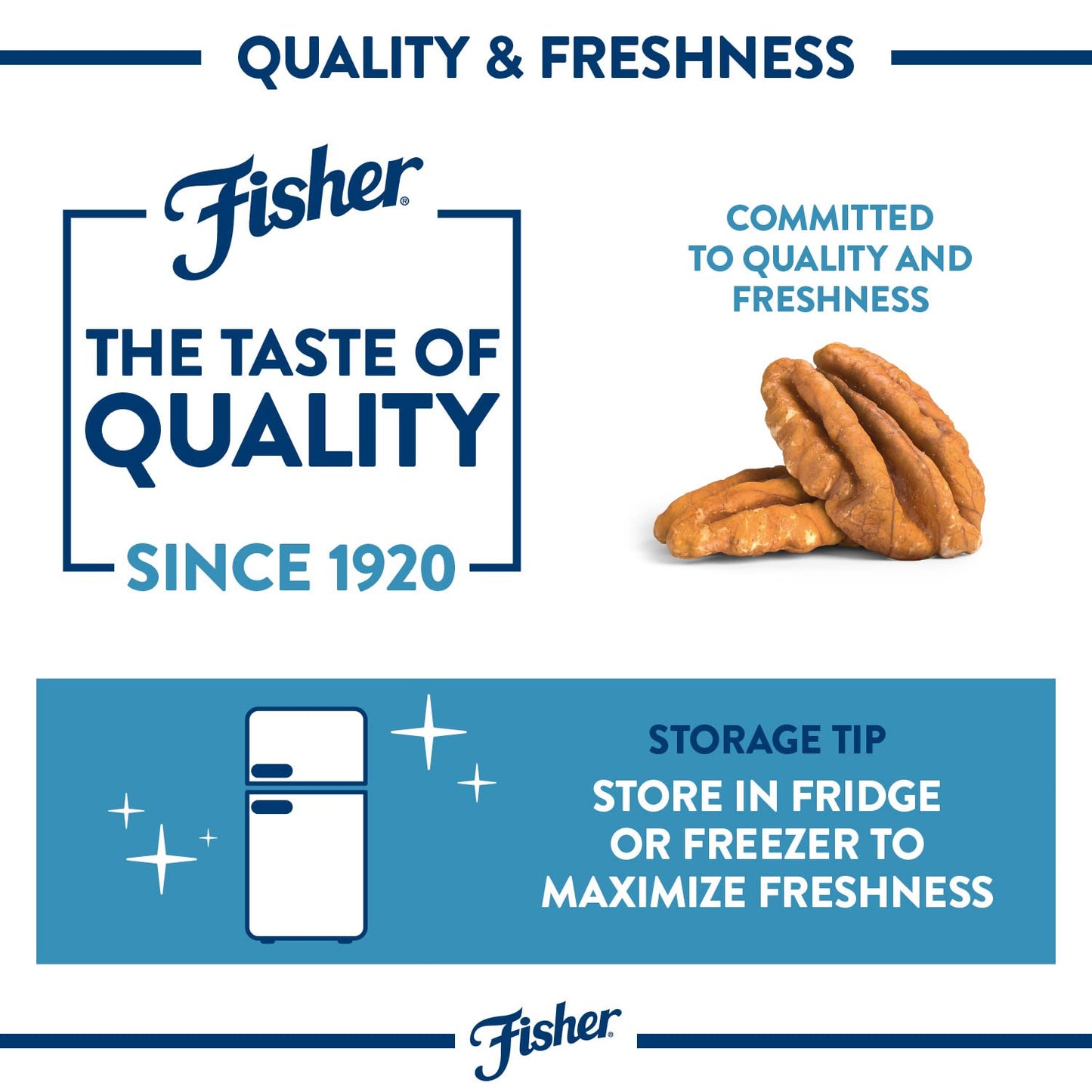 Fisher Chef's Naturals Pecan Halves 24 oz Resealable Bag, Unsalted Raw Nuts