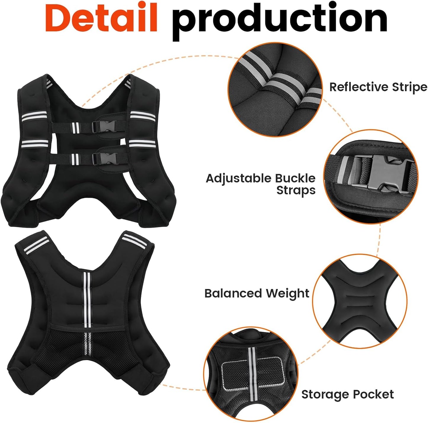 Poudee Adjustable Weighted Vest for Strength Training, Running, Workout
