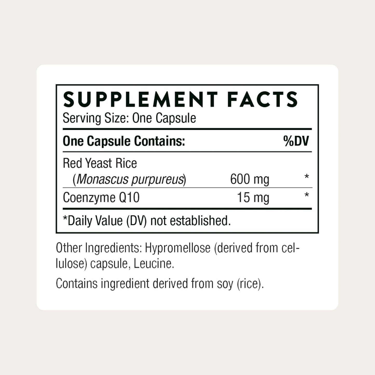 THORNE - Red Yeast Rice + CoQ10 - Supports Healthy Cholesterol Levels Already in a Normal Range & Heart Health - Added Antioxidant Support* - Third-Party Certified - Gluten-Free - 120 Capsules