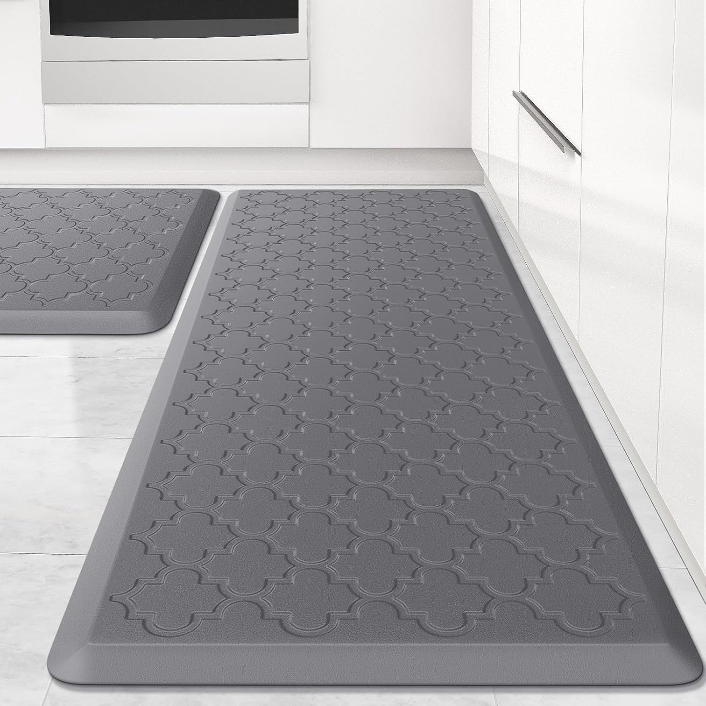 Kitchen Mat [2 PCS] Cushioned Anti-Fatigue Floor Mat, Waterproof Non-Skid Ergonomic Comfort Foam Rugs, Standing Mat for Kitchen, Floor,Office, Sink, Laundry(Grey)