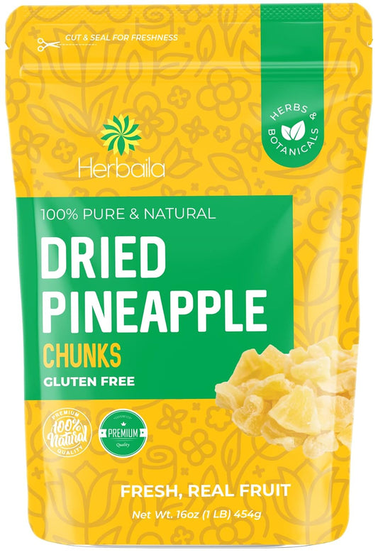 Dried Pineapple Chunks, 1 Pound, All Natural, Non-GMO, Lightly Sweetened