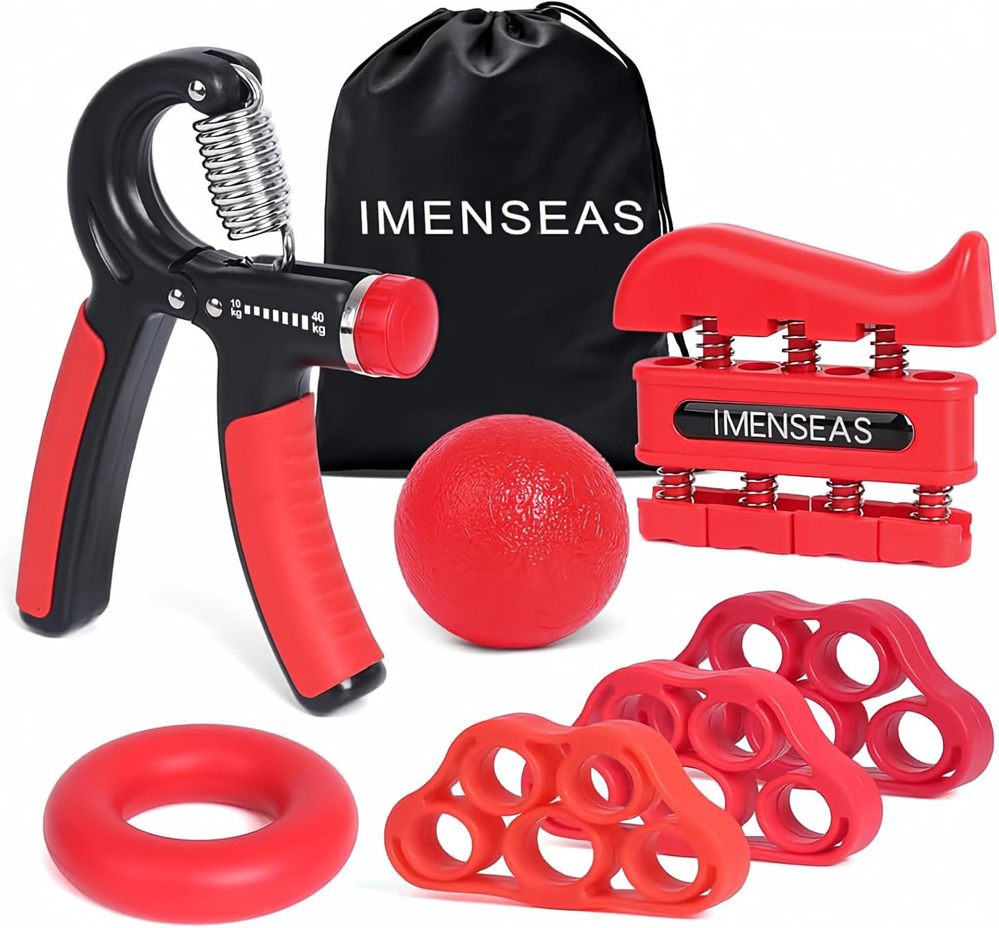 Grip Strength Trainer 7 Pack Adjustable Resistance Extensor Bands Finger Exerciser Hand Gripper
