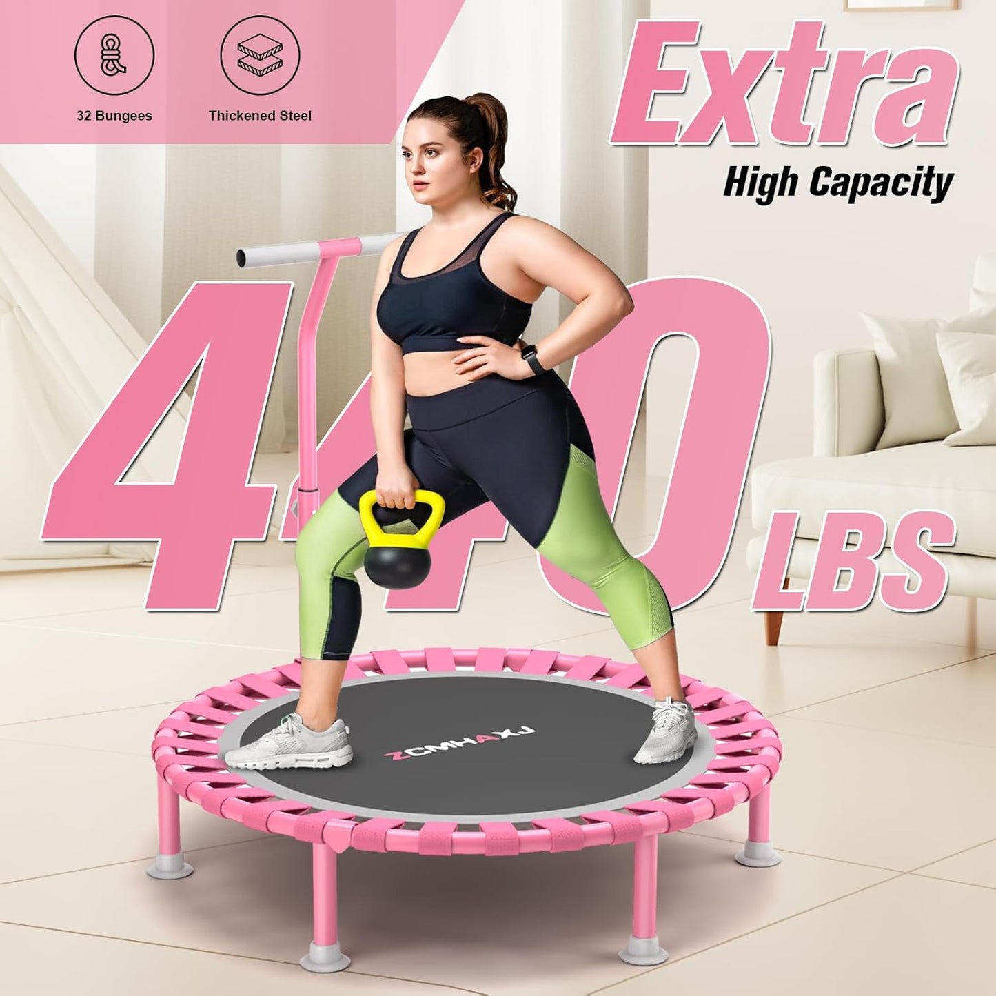 ZCMHAXJ 40" Foldable Mini Trampoline, 450lbs Capacity