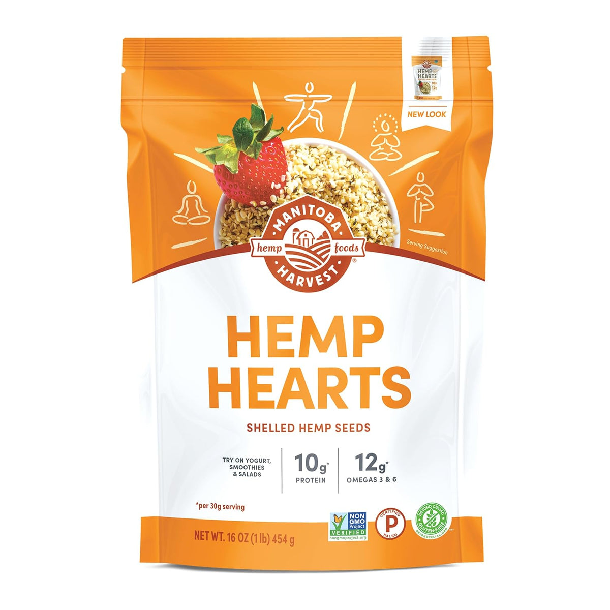 Manitoba Harvest Hemp Hearts, Shelled Hemp Seeds - 16oz - 10g Plant Protein & 12g Omega 3 & 6 per 30g serving - Easy to Digest with 9 Amino Acids - Gluten Free, Non-GMO Project Verified