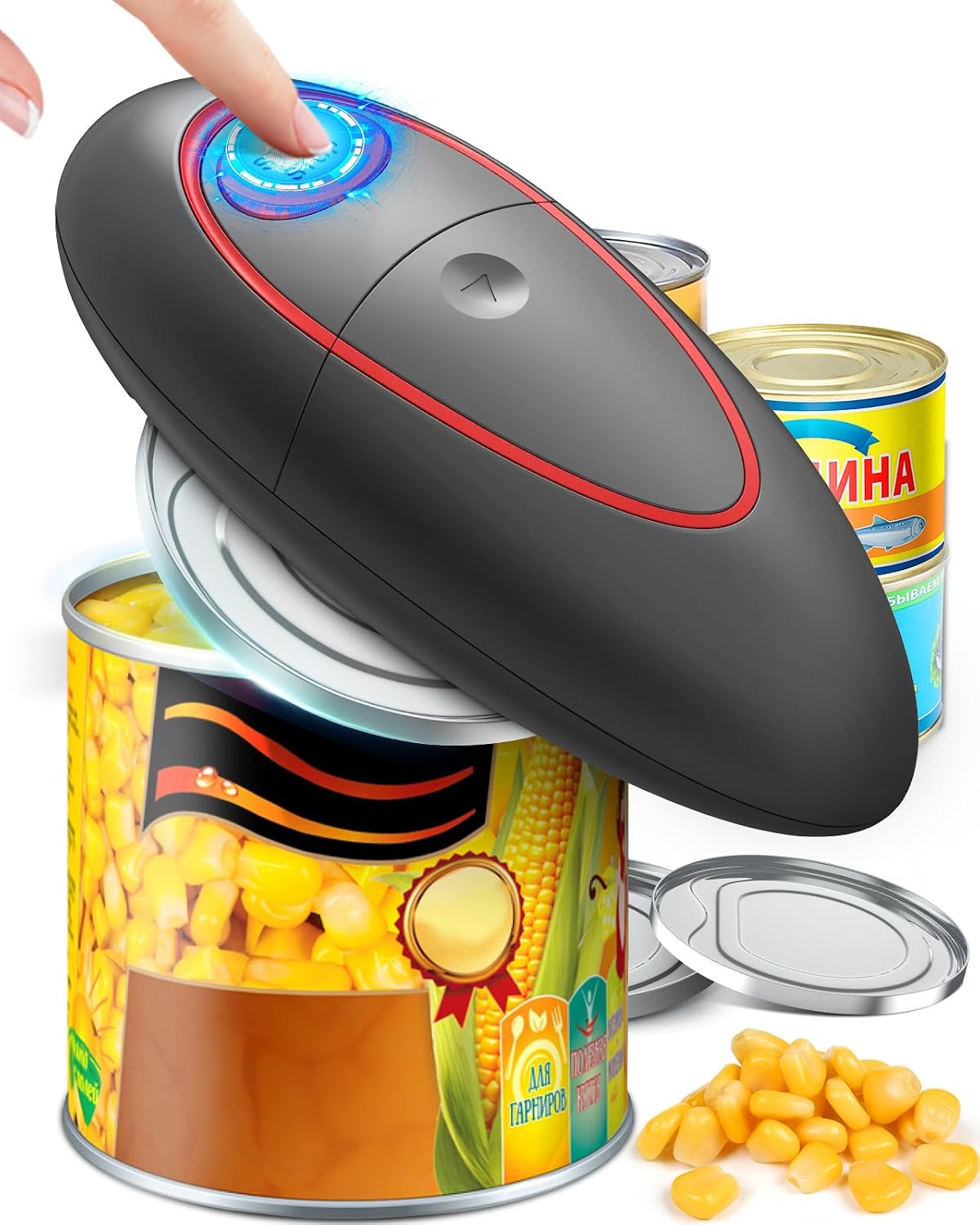 One Touch Electric Can Opener Fits All Can Sizes for Seniors with Arthritis, Battery Operated Can Opener with Smooth Edge, Food Safe Kitchen Gadgets Automatic Can Opener for Kitchen