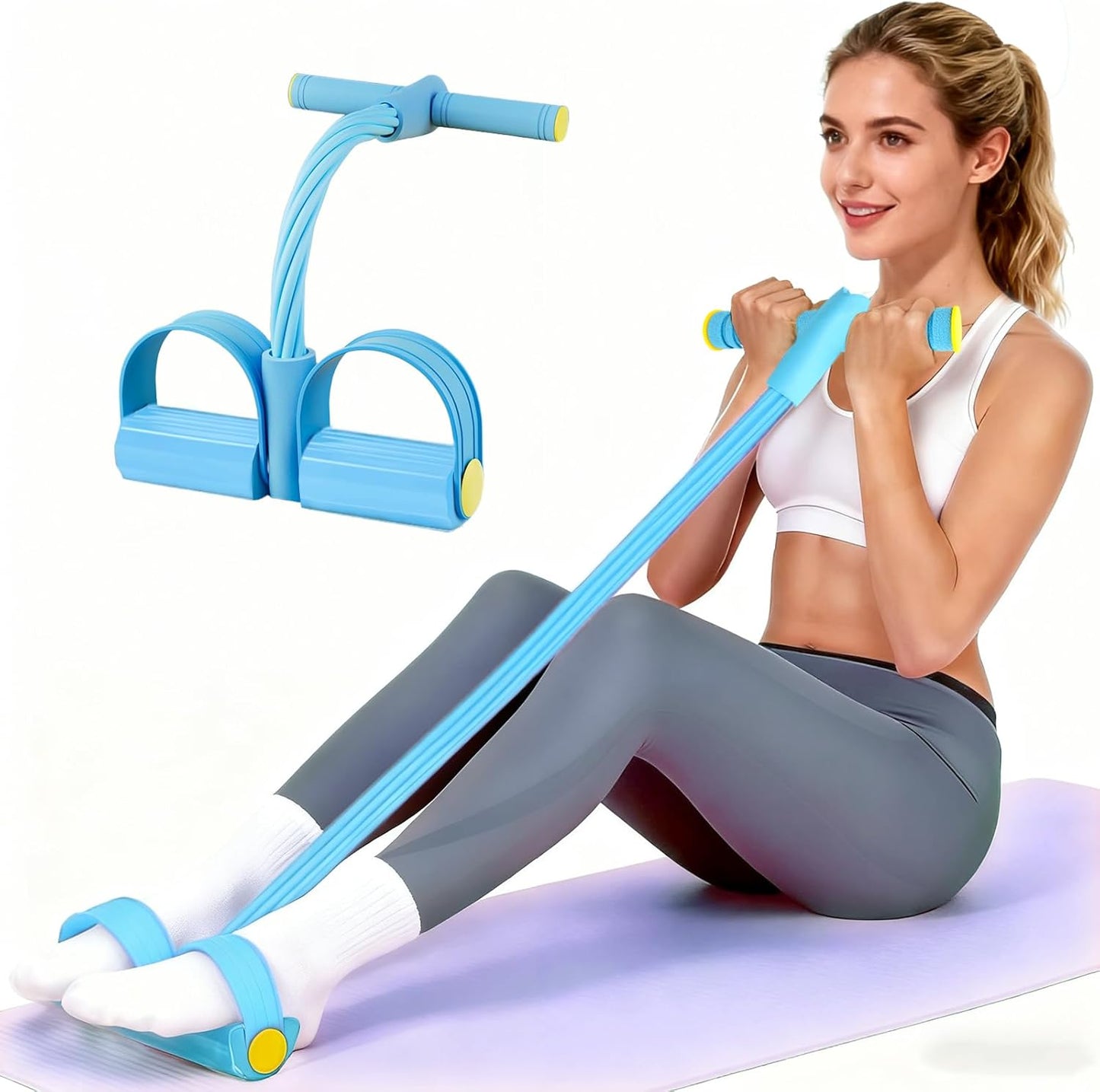 Pedal Resistance Bands with Handles, 6-Tube Tension Training for Full-Body Workout