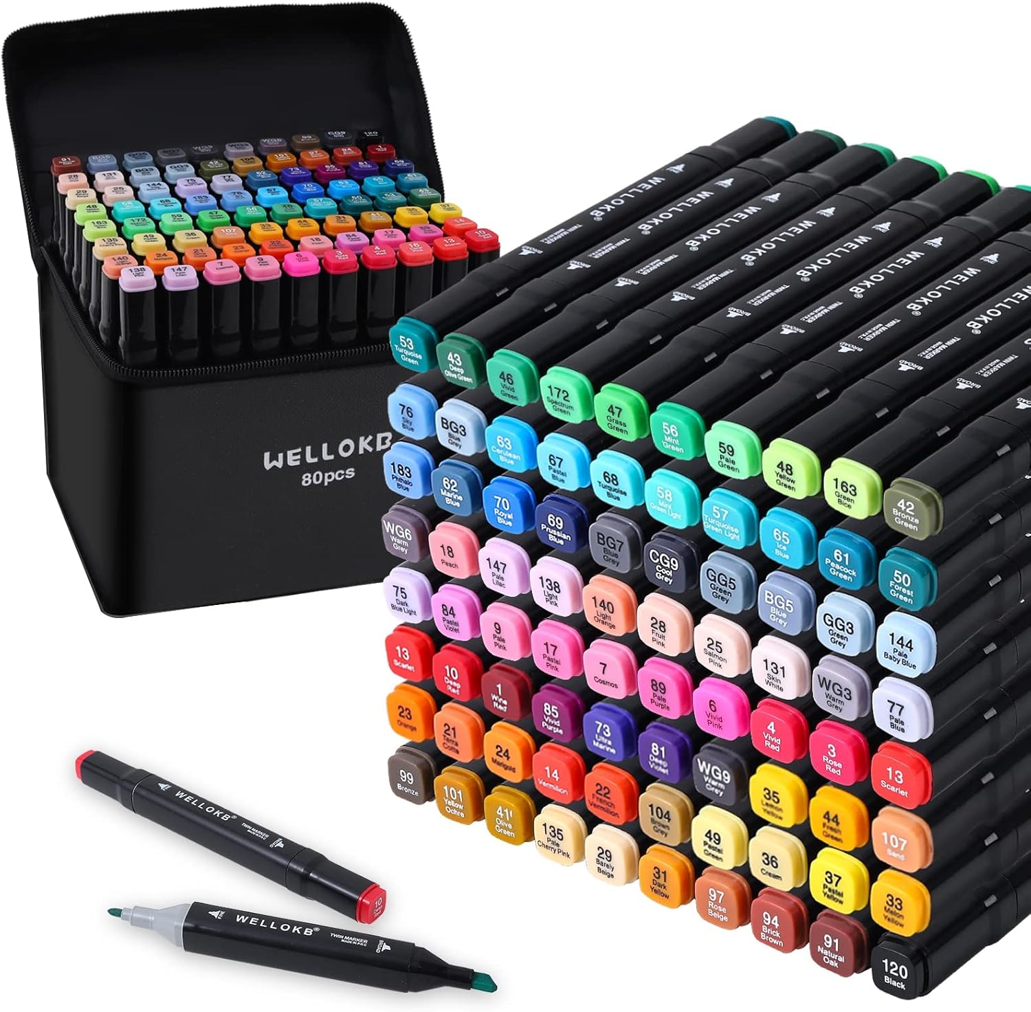 Alcohol Markers, 80 Colors Dual Brush Tip Permanent Art Markers, Coloring Marker, for Book Painting Card Making gift for Adults Kids 8-12