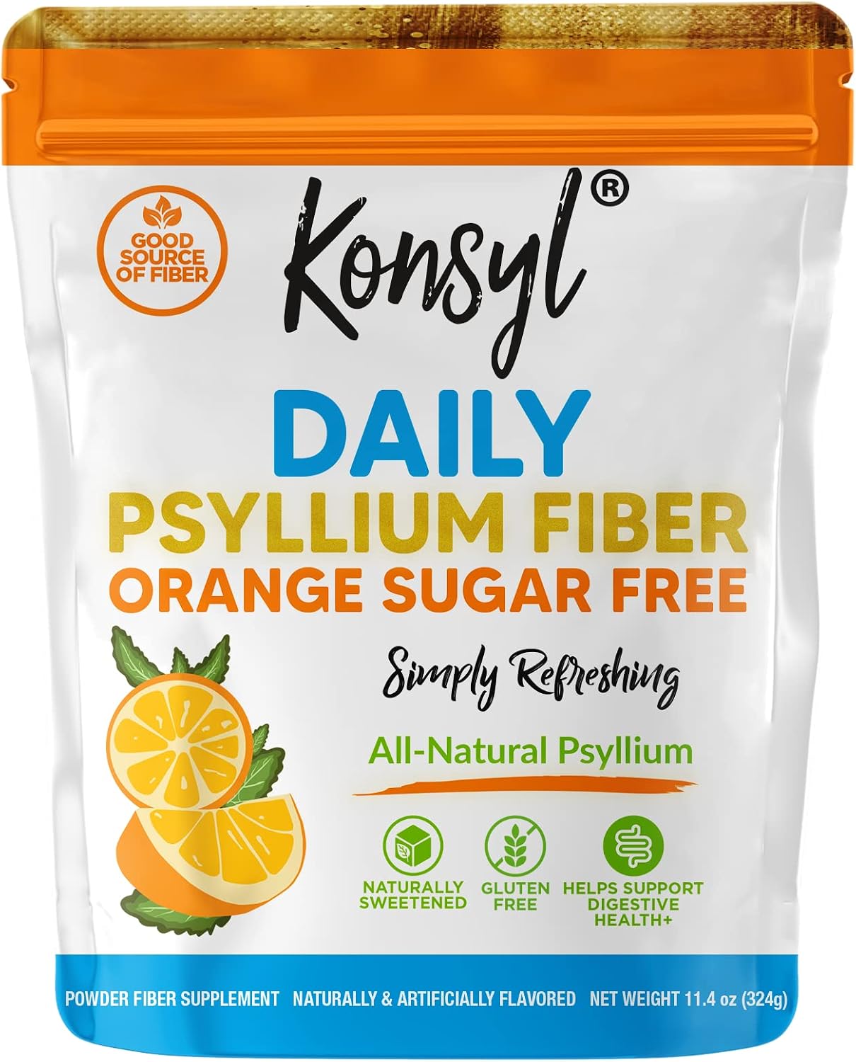 Konsyl Daily Psyllium Fiber Powder 19oz Natural Unflavored Soluble Dietary Fiber Supplement
