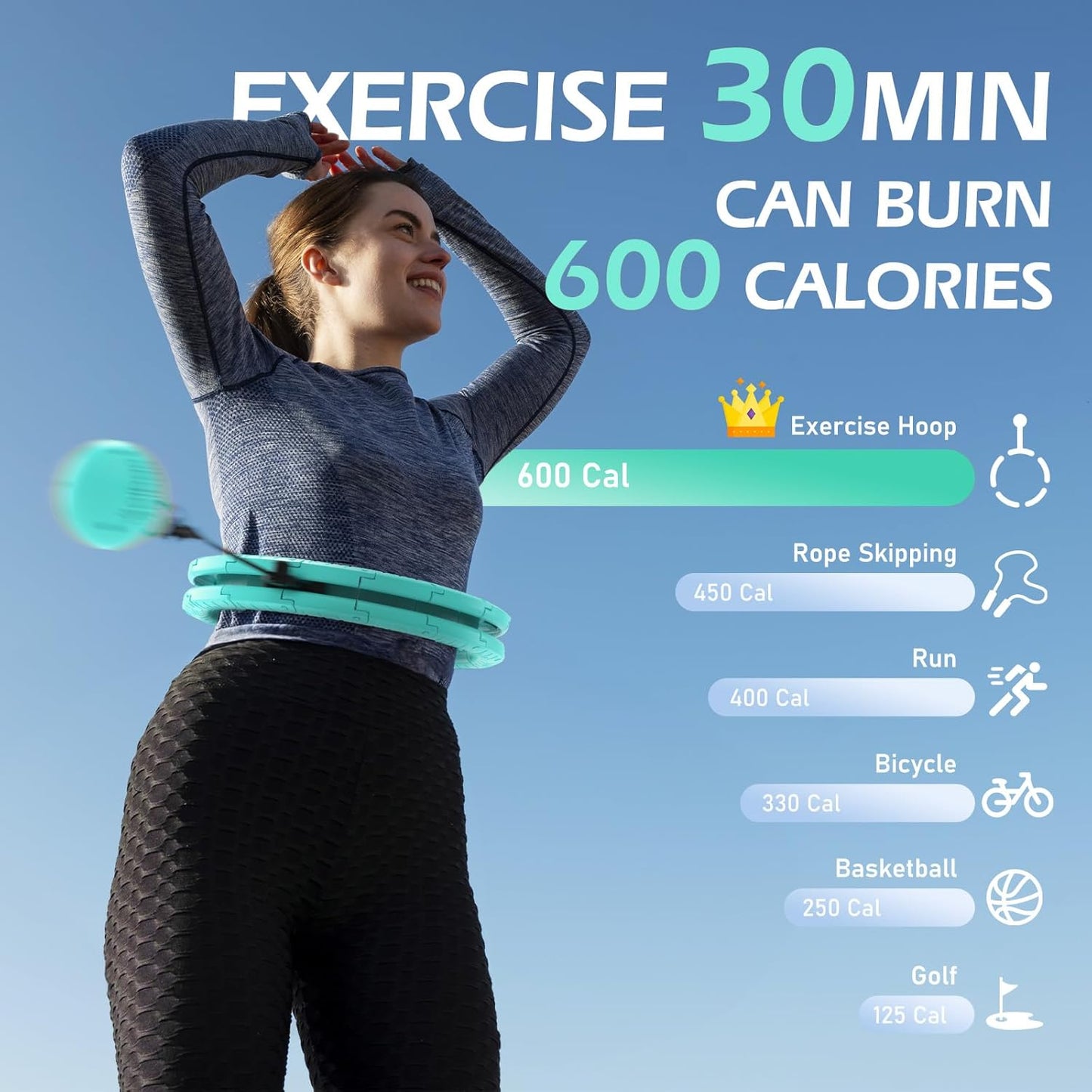 JLoibao Weighted Hula Hoop, 56-66 Inch, for Adults Weight Loss