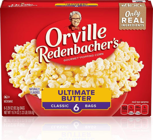 Orville Redenbacher's Microwave Popcorn, Ultimate Butter Flavor, 6-Count Boxes