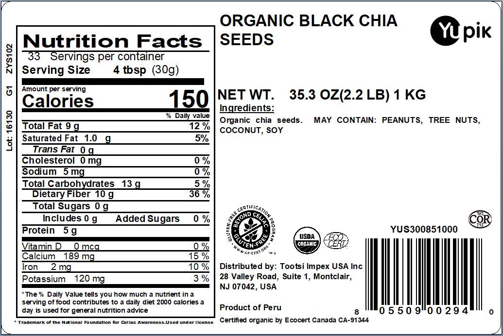 Yupik Organic Black Chia Seeds, 2.2 lb (35.2 oz), Gluten-Free, GMO-Free, Kosher, Vegan, Raw Plant-Based Superfood, Rich in Fiber, Source of Omega-3, Gels Easily, Perfect for Smoothies & Chia Pudding