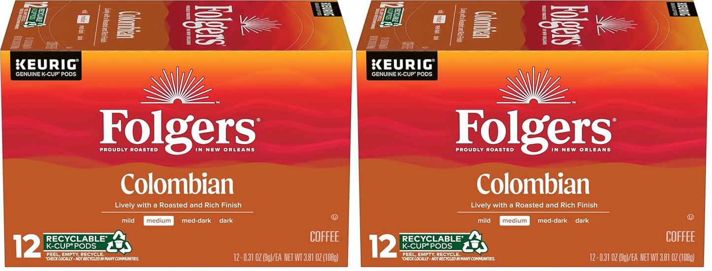 Folgers Classic Roast Medium Roast Coffee Keurig K-Cup Pods 12 Count Boxes Pack of 6