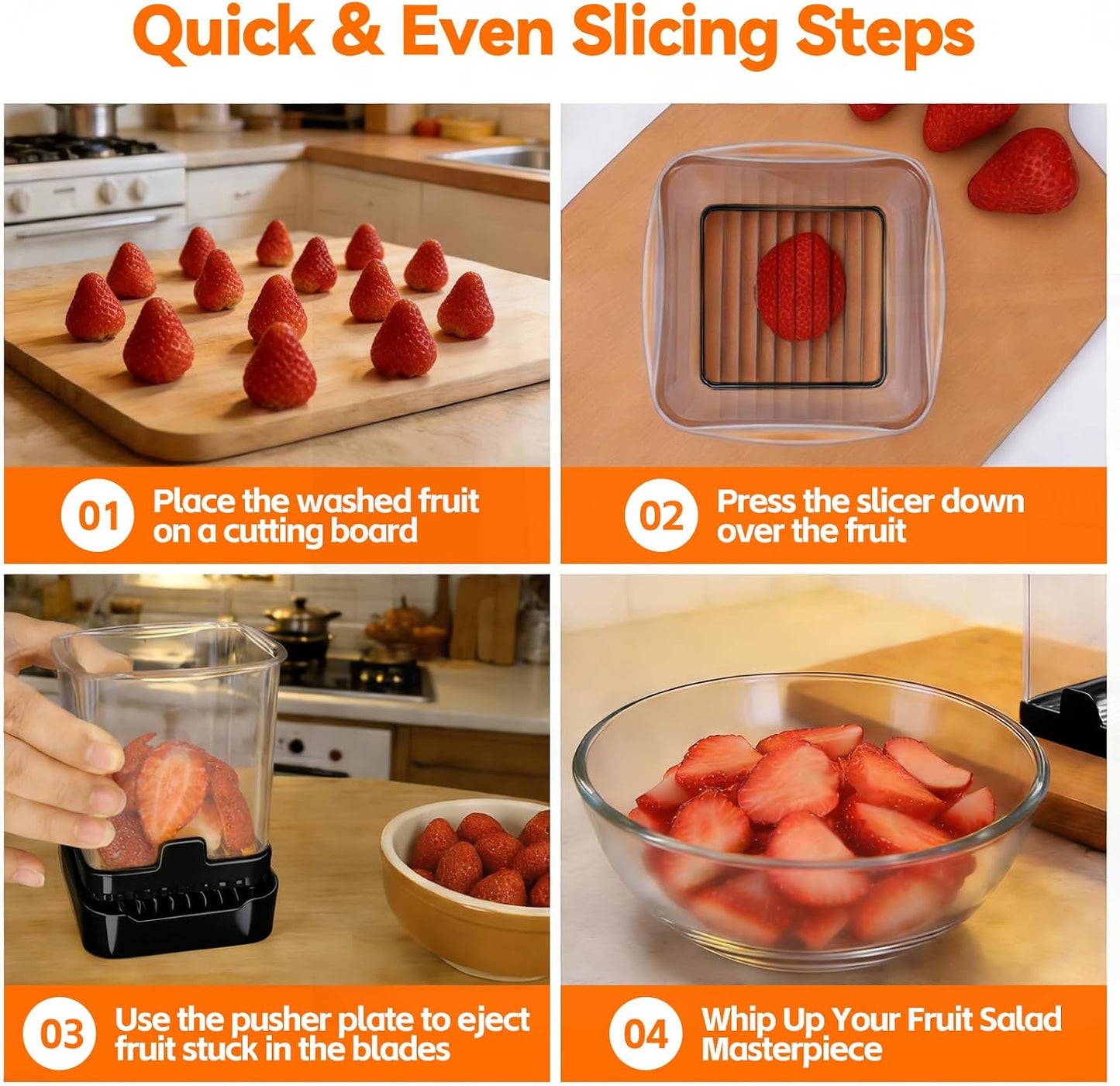 Fruit Slicer Cup for Strawberry, Banana, Hard-Boiled Egg - Detachable Cutter with Push Plate - 304 Stainless Steel Blade - Rapid & Safe Slicing Kitchen Gadget for Quick Meal Prep (Black)
