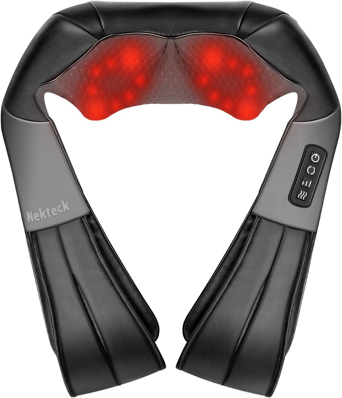 Nekteck Shiatsu Neck Massager with Heat for Pain Relief, 2026 Upgraded 3D Back Shoulder Kneading Massage Pillow, Black