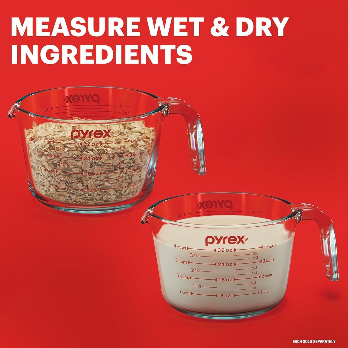 Pyrex Essentials (2-Pack) Glass Measuring Cups Set (1 & 2 Cup)
