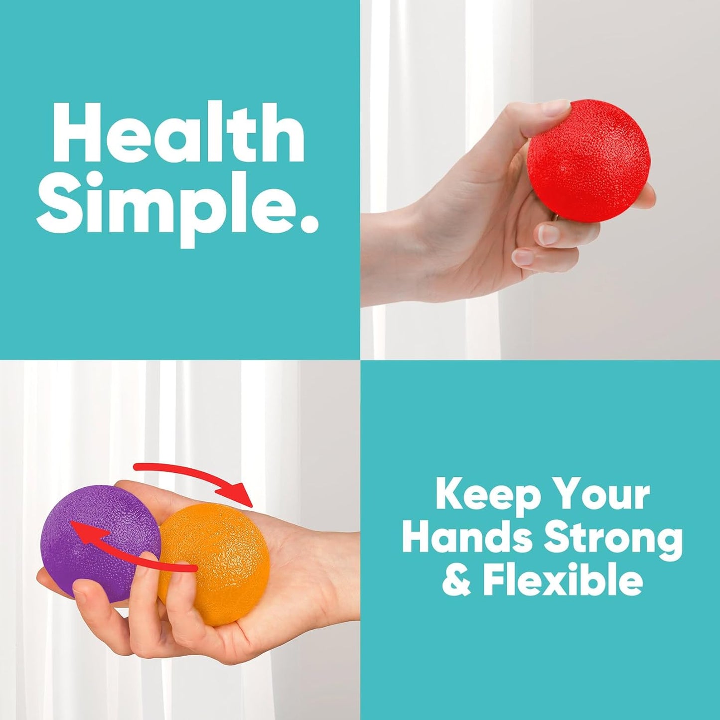 HiKeep Stress Relief Balls - 6 Pack Hand Exercisers for Strength Training, Grip Therapy