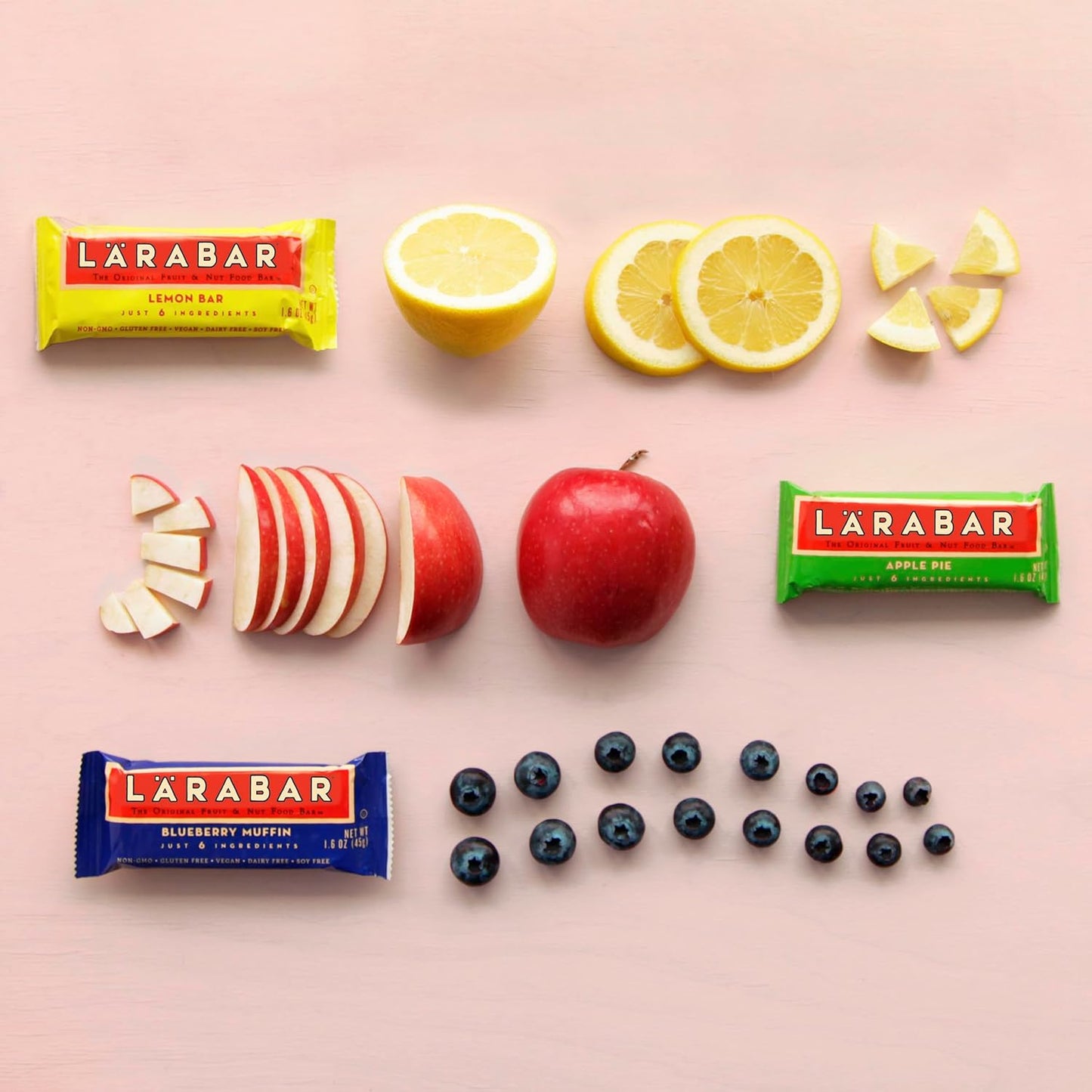 larabar fruit & nut bars 18 count variety pack, blueberry muffin lemon apple pie, vegan gluten free dairy free