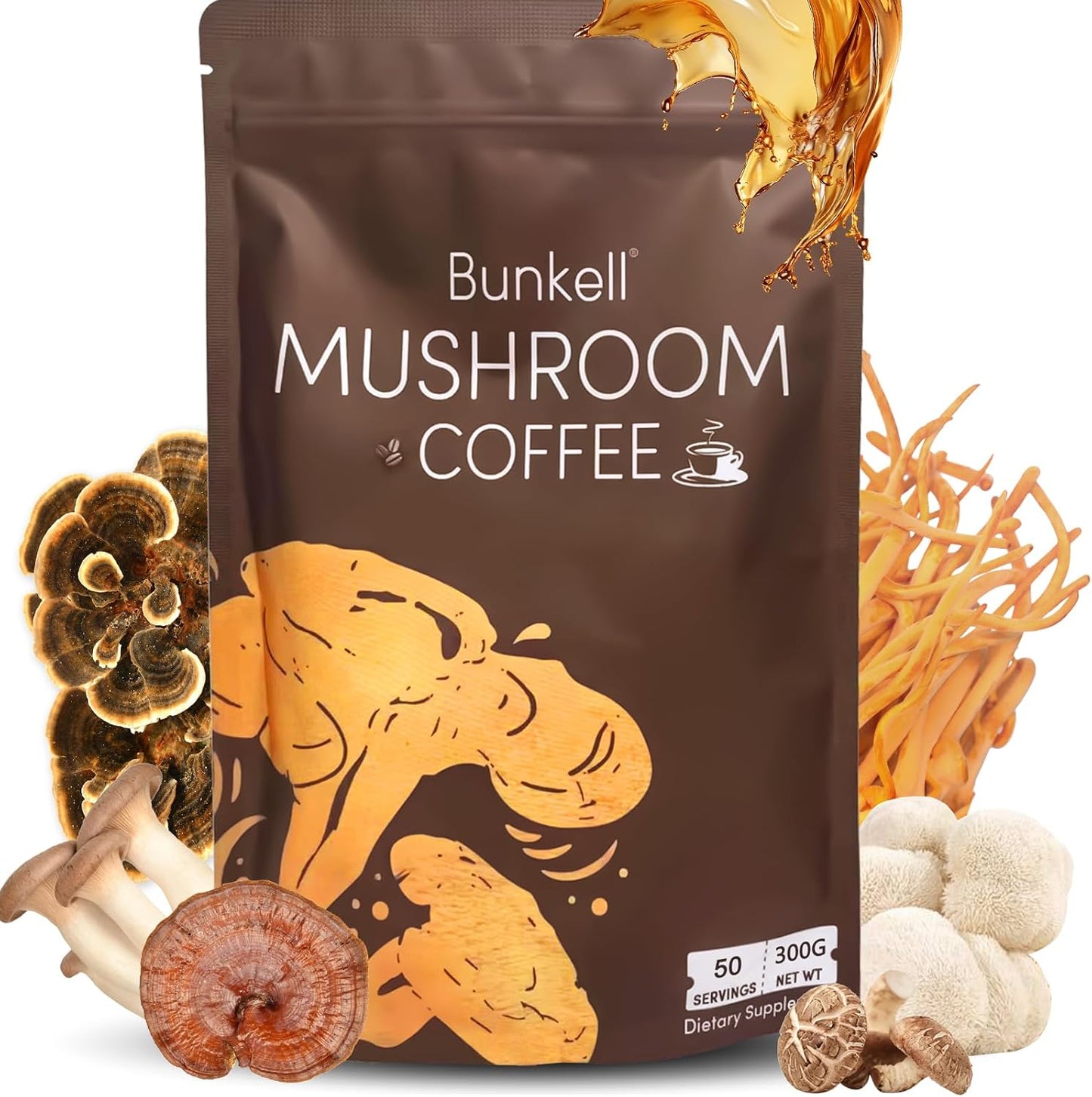 Mushroom Coffee Blend with 6 Adaptogenic Mushrooms for Energy and Immune Support