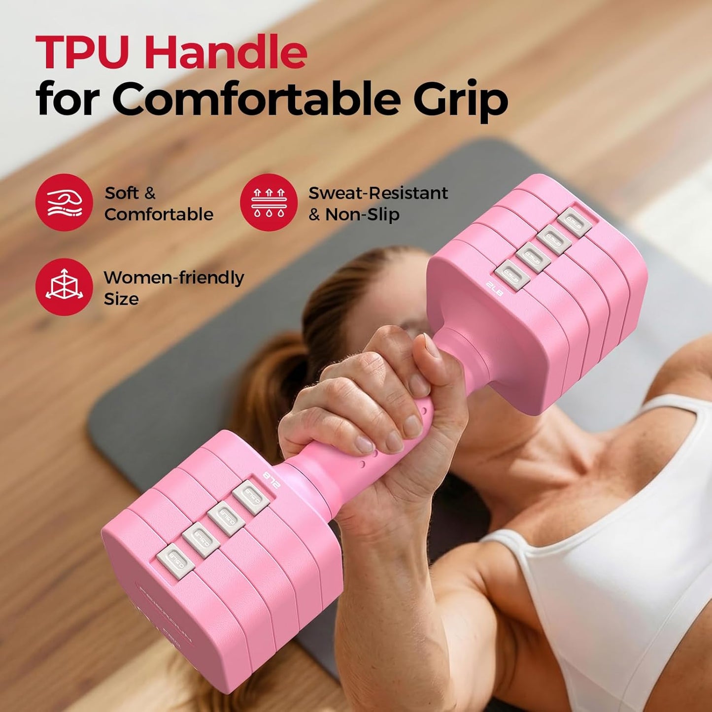 FEIERDUN DB3 Adjustable Dumbbell Set of 2, 5-in-1 Hand Weights for Women and Men