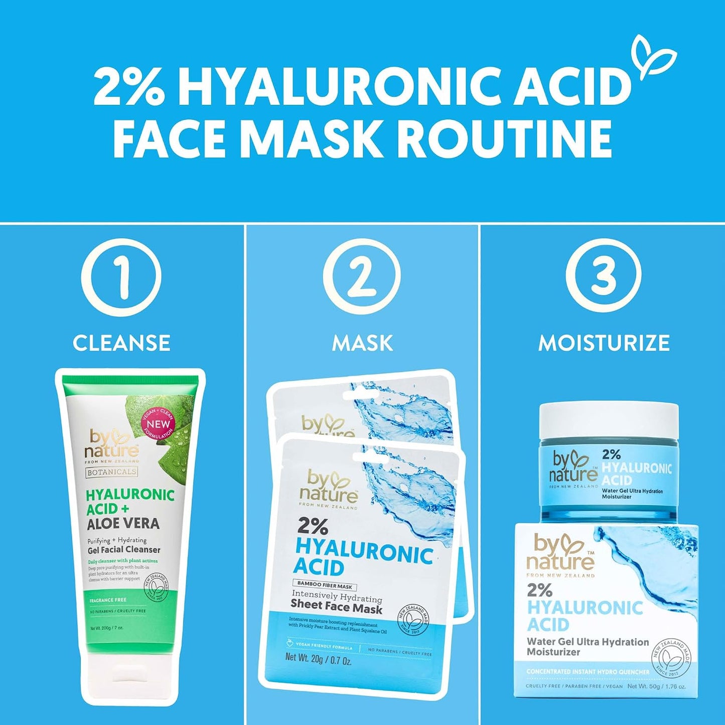 By Nature 2% Hyaluronic Acid Sheet Face Mask for Dry Skin