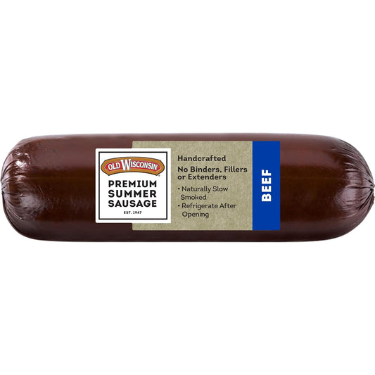 Old Wisconsin Premium Summer Sausage, 100% Natural Beef, Ready to Eat, 8 Ounce