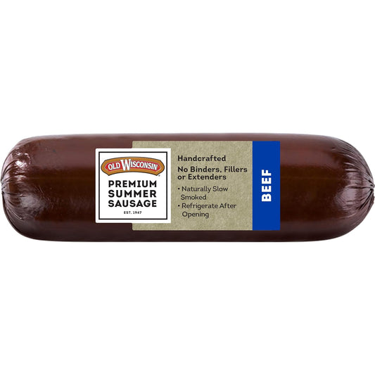 old wisconsin premium summer sausage, 100% natural meat, beef flavor, 8 ounce, keto, gluten free