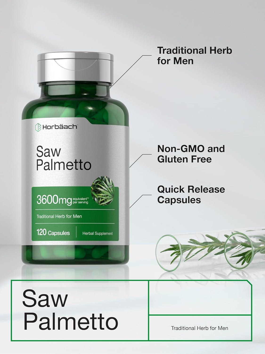 Horbäach Saw Palmetto Extract 120 Capsules Non-GMO Gluten Free