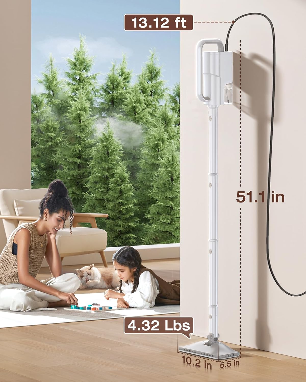 10-in-1 Steam Mop, Detachable Handheld Steam Cleaner for Multi-Surface | 350ml Tank,10s Heat-Up,248°F Steam Cleaner,2-Level Control,Swivel Head for Carpet,Floor,Tiles,BBQ grill,Car Accessories
