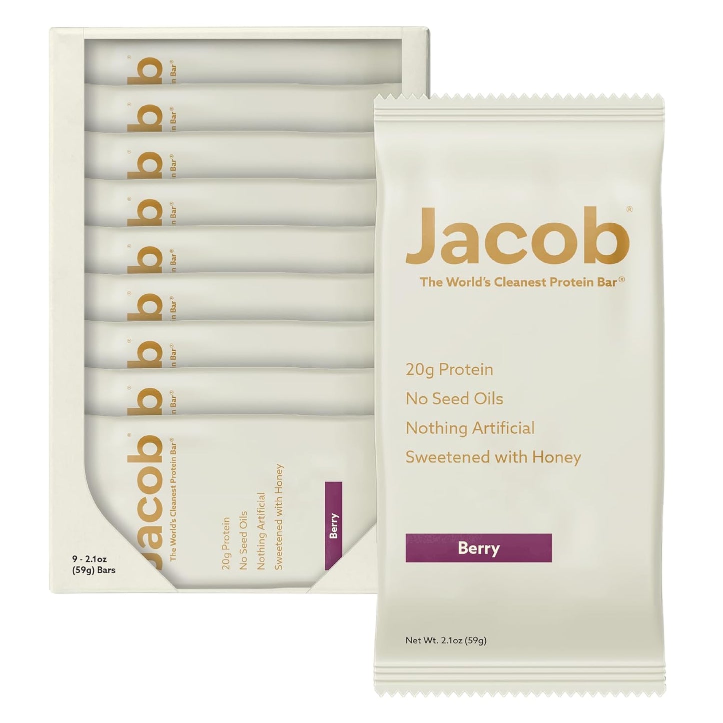 Grass-Fed Protein Bars, 20g Protein, 9 Bars Total, Mixed Berry Flavor