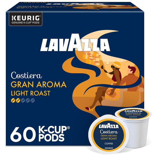 Lavazza Costiera Gran Aroma single-serve Keurig K-Cup pods, light roast coffee, 60-count box