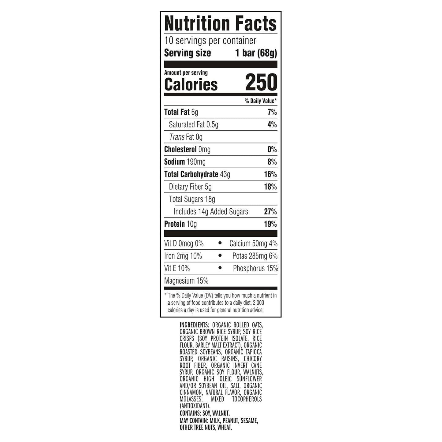 CLIF BAR Energy Protein Bars Oatmeal Raisin Walnut 10 Pack