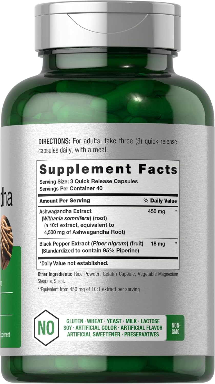 Horbäach Ashwagandha Supplement Max Strength 120 Capsules Non-GMO Gluten Free