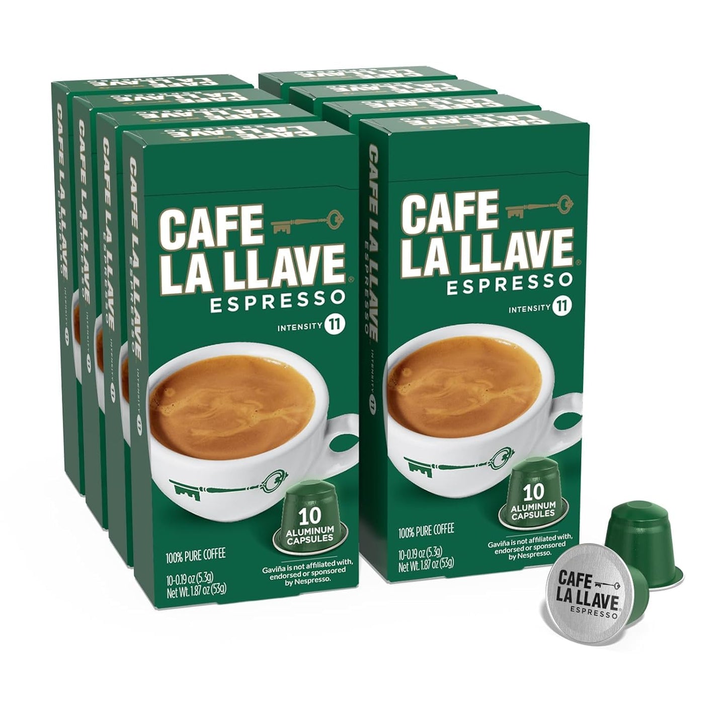Cafe La Llave Latin Style Espresso Pods, Dark Roast, 80 Count Aluminum Capsules