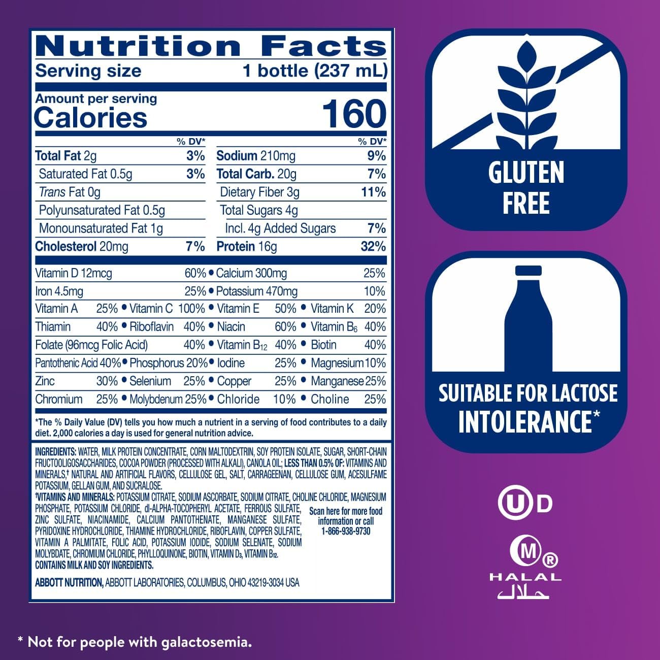 Ensure High Protein Bottled Milk Chocolate Nutrition Shake with Fiber, Ready to Drink, 16g Protein and 27 Vitamins and Minerals, 8 fl oz, 24 Pack