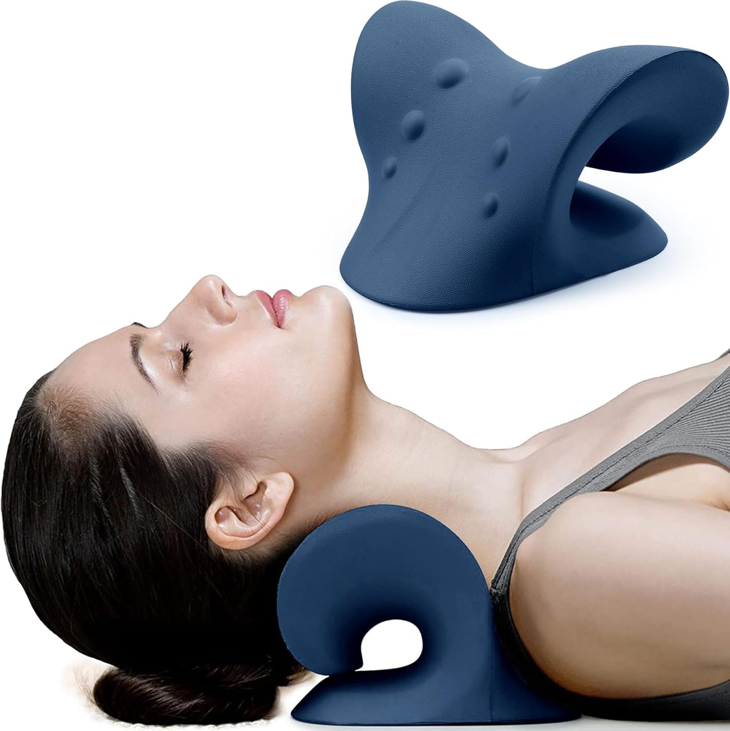 RESTCLOUD Neck and Shoulder Relaxer, Cervical Traction Device for TMJ Pain Relief, Dark Blue