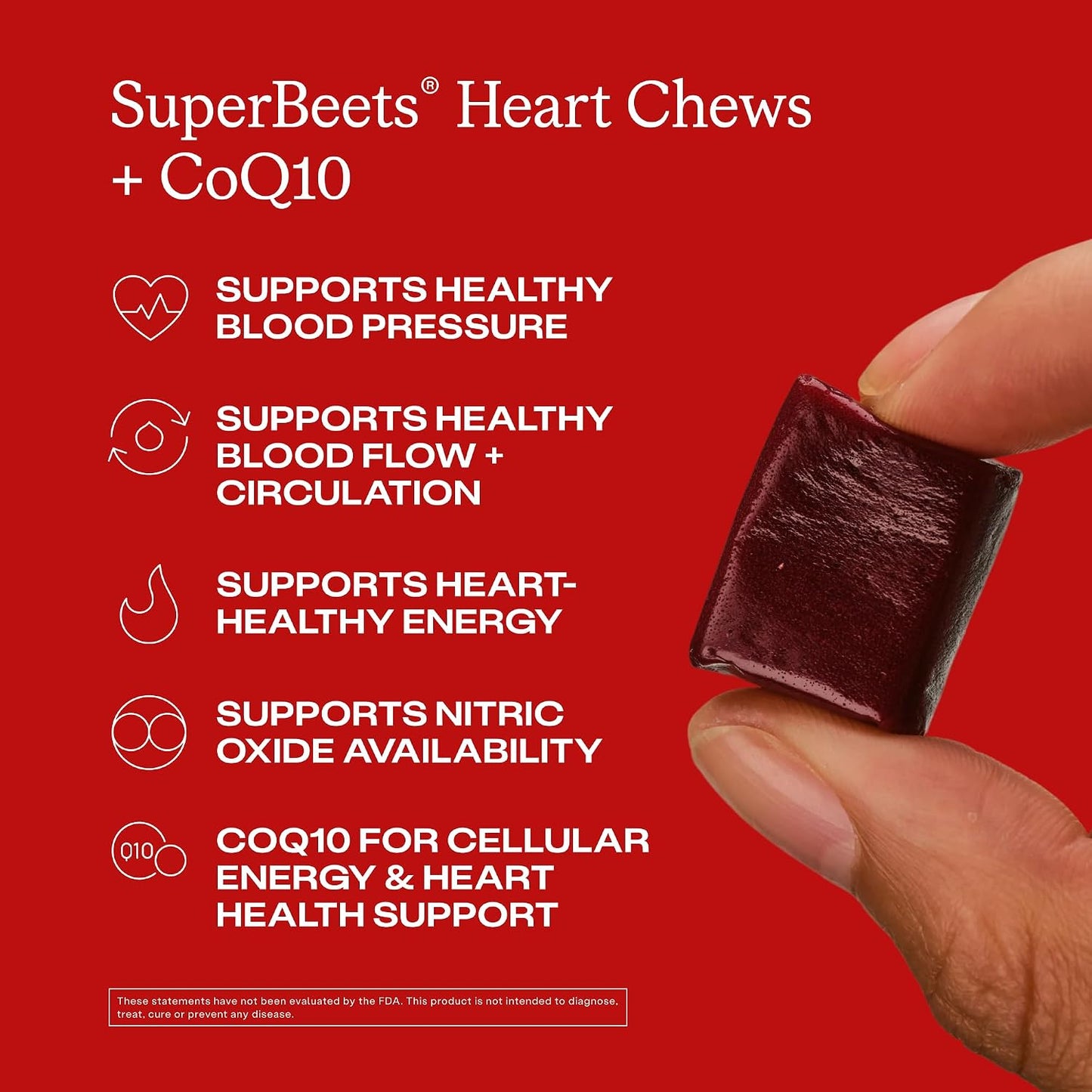 HumanN SuperBeets 3-in-1 Heart Chews with CoQ10 and Beetroot