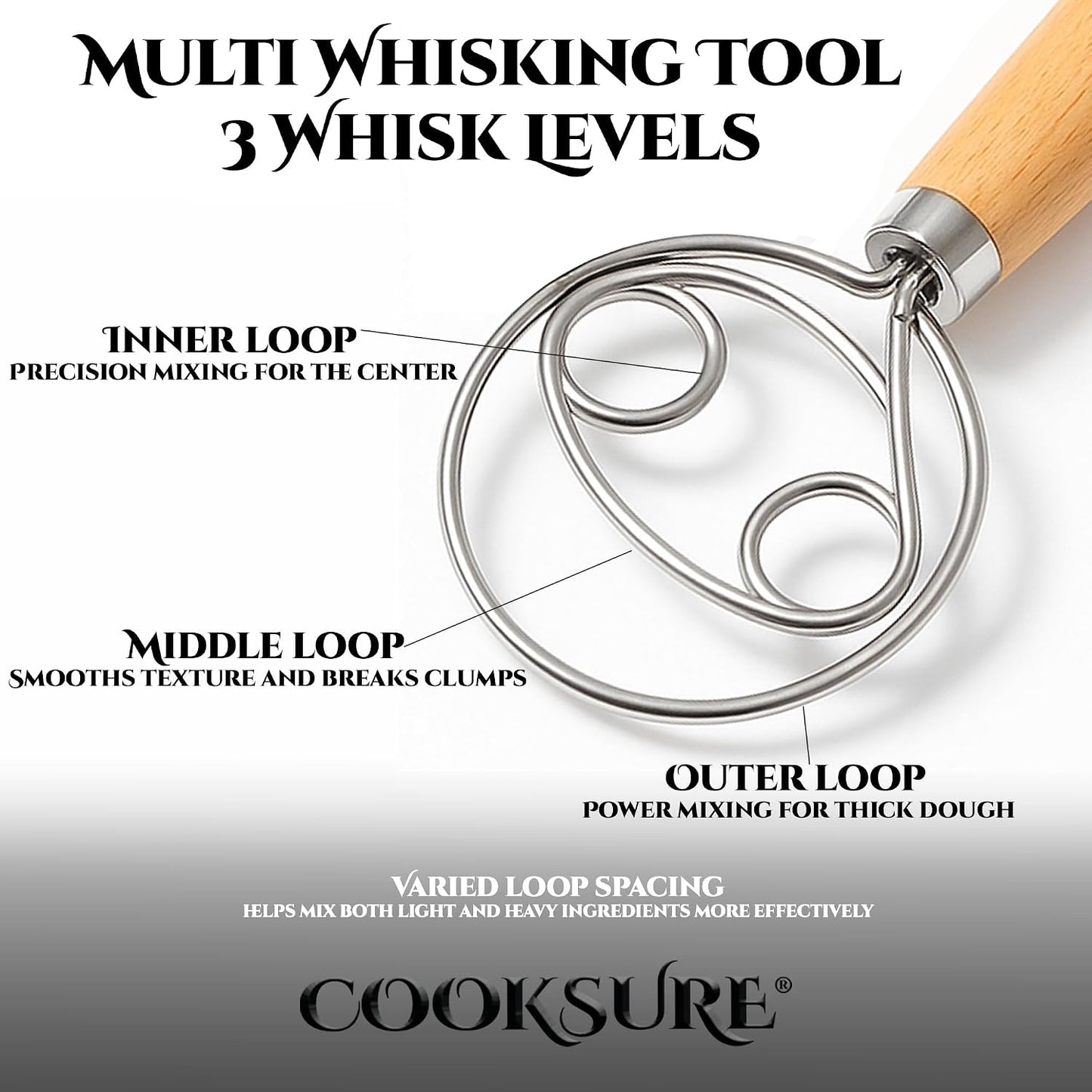 2Pcs Danish Dough Whisk & Bread Lame for Sourdough Bread – Wooden Handle Dough Whisk Mixer and Bread Scoring Tool, Artisan Sourdough Baking Tools & Bread Baking Supplies
