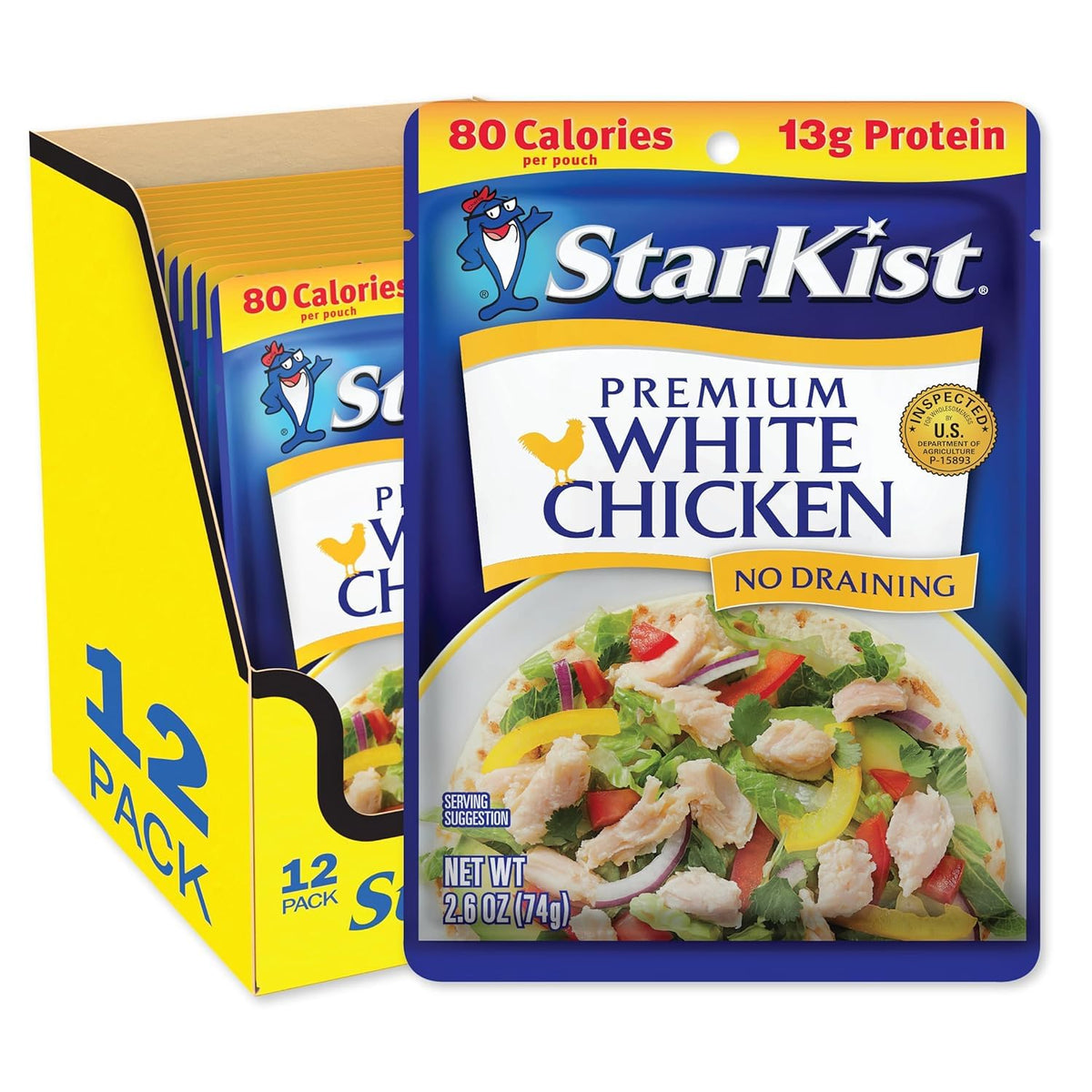 StarKist Premium White Chicken - 2.6 oz Pouches, Pack of 12