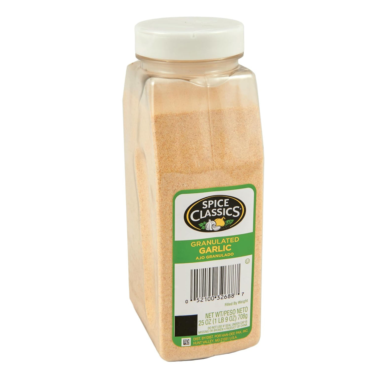 Spice Classics Granulated Garlic 25 oz - 1 Container of Kosher Garlic Powder Seasoning with Robust Flavor