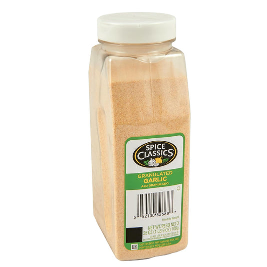 Spice Classics Granulated Garlic 25 oz - 1 Container of Kosher Garlic Powder Seasoning with Robust Flavor