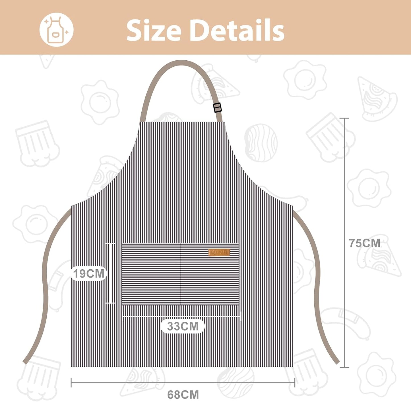 VALOME 2 Pack Kitchen Aprons with Pockets, Cooking Chef Apron for Men Women | Adjustable Neck Strap, Unisex Bib Soft Aprons, Cotton-Blend, for Grilling Cooking Gardening Baking