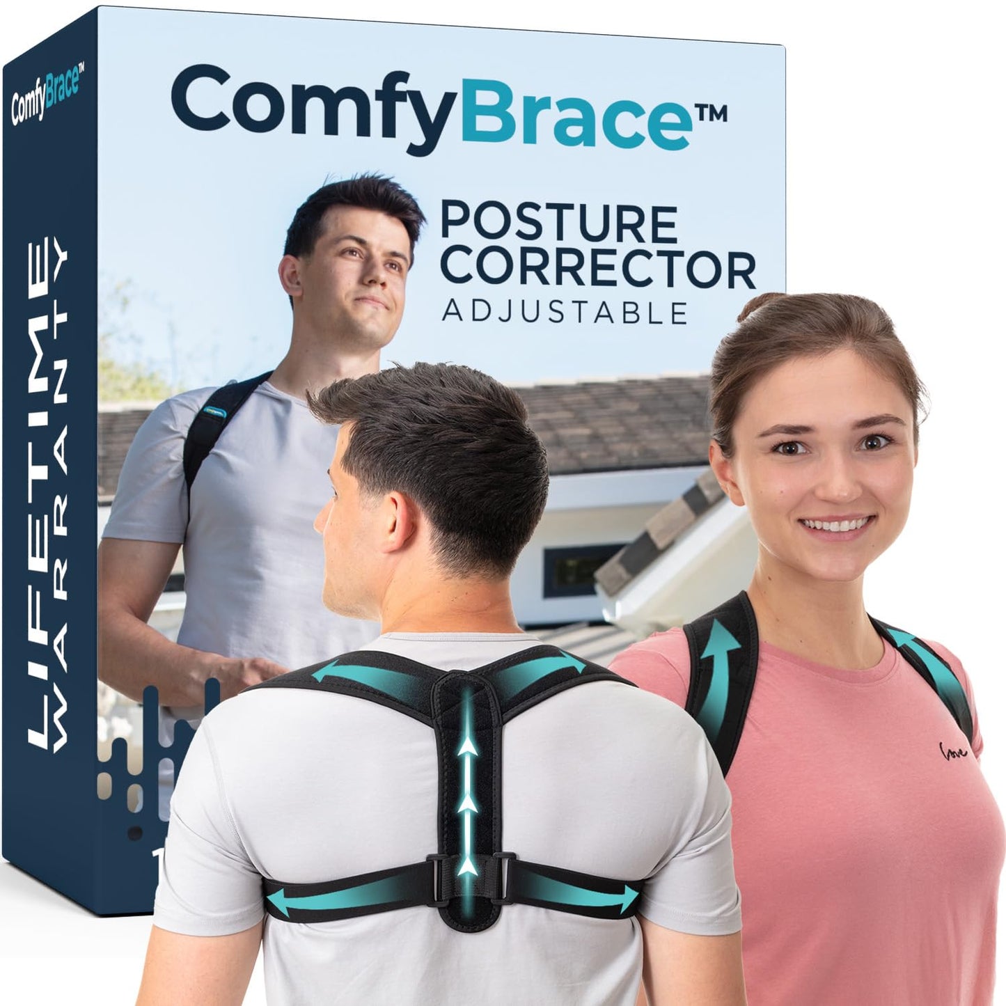 ComfyBrace Posture Corrector Back Brace for Men and Women Adjustable