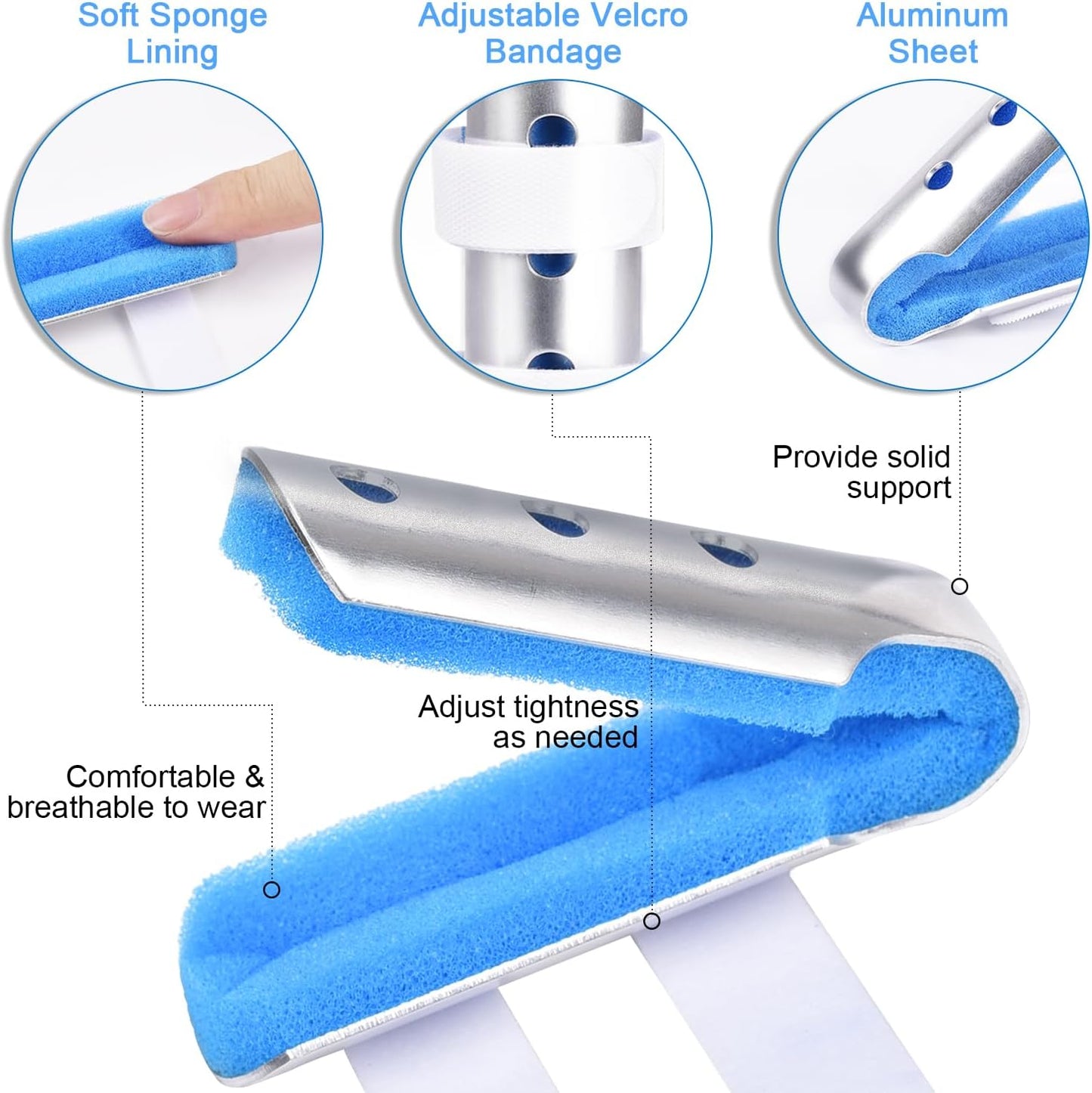 Sopito Finger Splint, 2pcs Finger Support Brace for Arthritis Middle Size