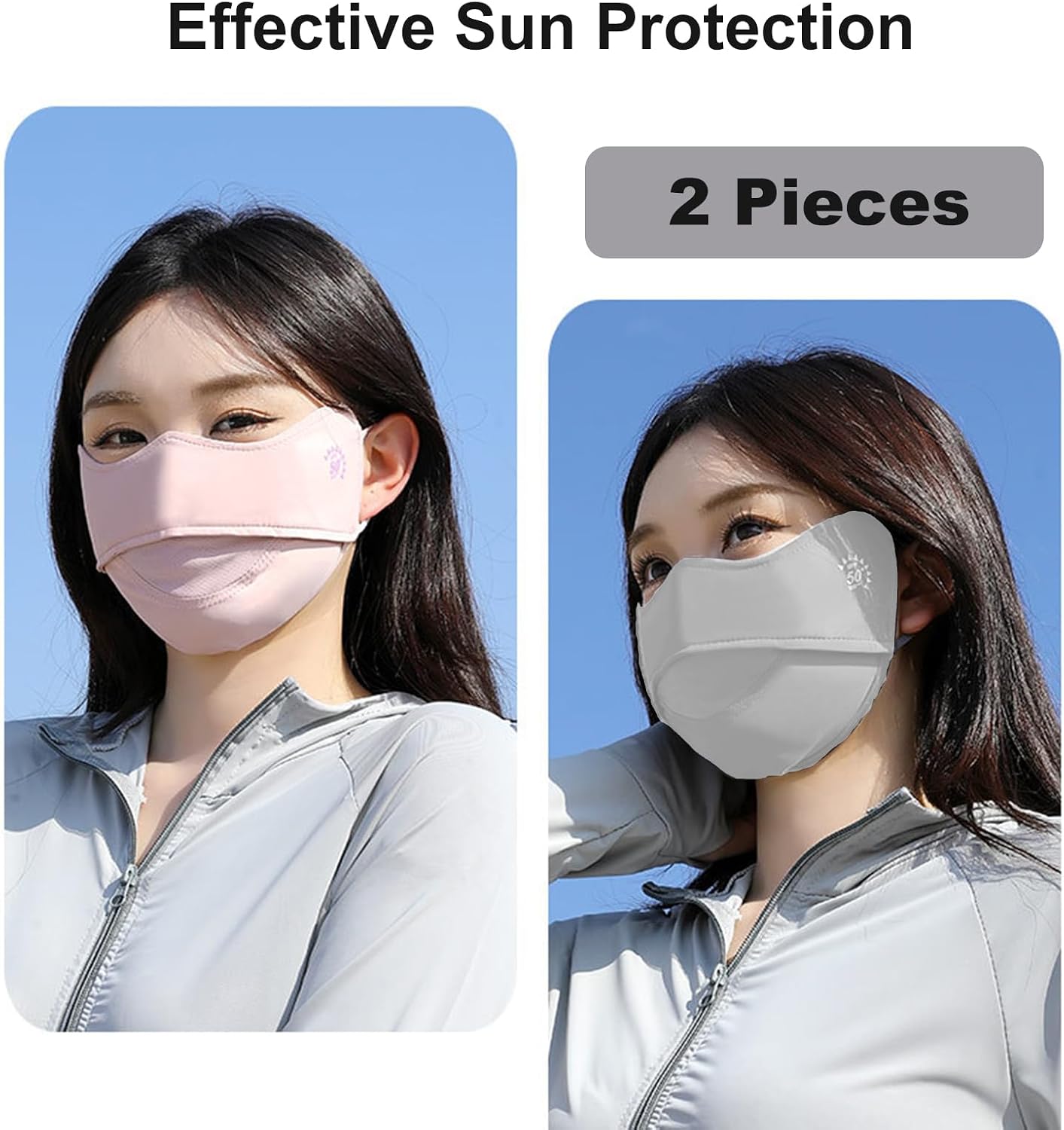2Pcs UV Face Mask, Sun Masks for Women, Cooling Breathable Face Cover