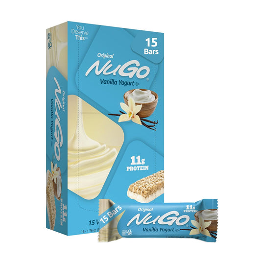 NuGo Vanilla Yogurt Protein Bar, 11g Protein, Gluten Free, 15 Count