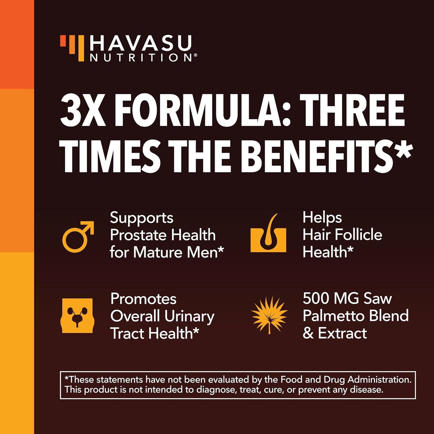 Saw Palmetto Supplement with Stinging Nettle and Pumpkin Seed Extract - Advanced 3X Formula - DHT Blocker Urinary Health and Prostate Support for Mens Health - Vegan, Non-GMO Capsules - 2 Month Supply