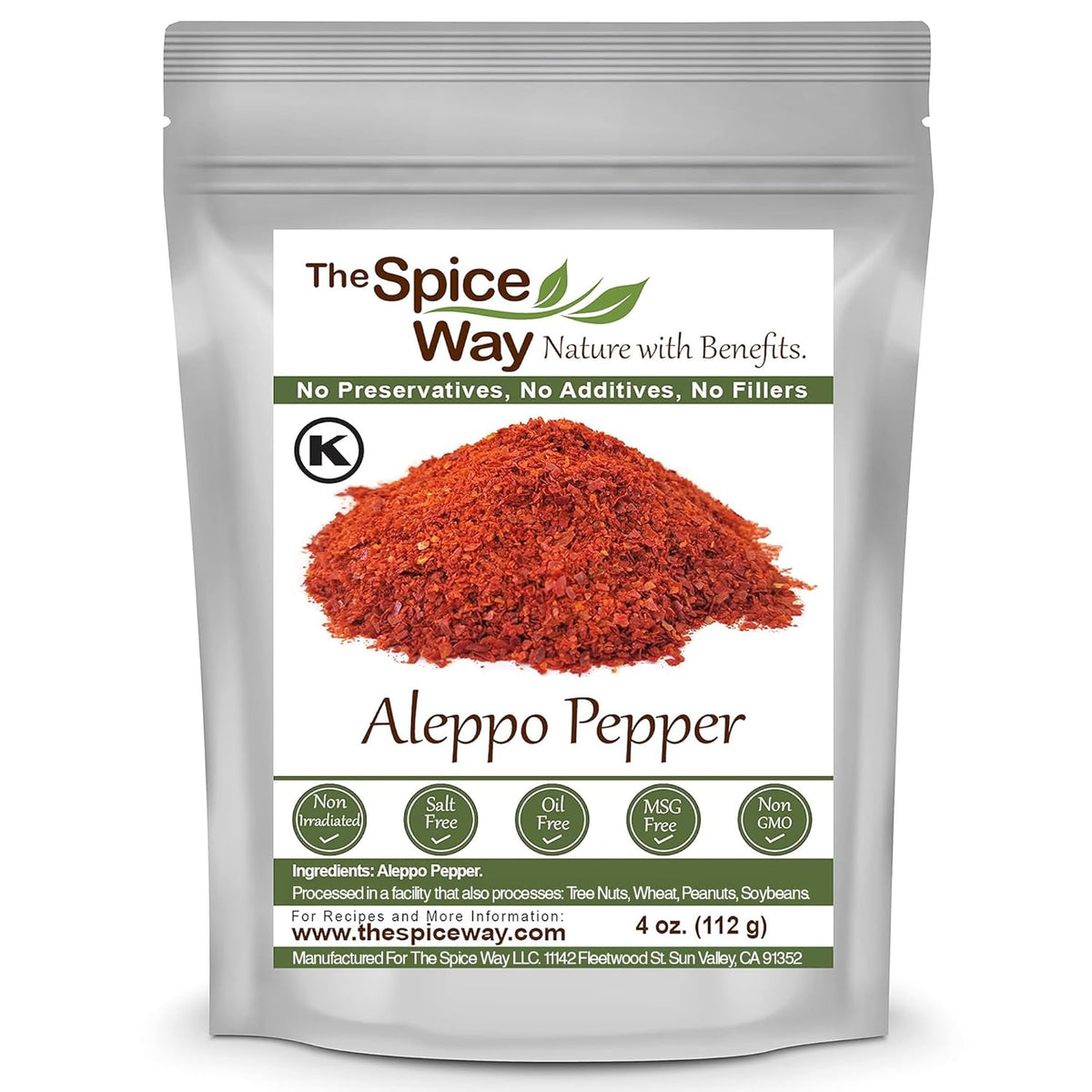 The Spice Way - Premium Crushed Aleppo Pepper Flakes 4 oz Kosher Non GMO Halaby Pepper Flakes Pul Biber Marash Chili Pepper