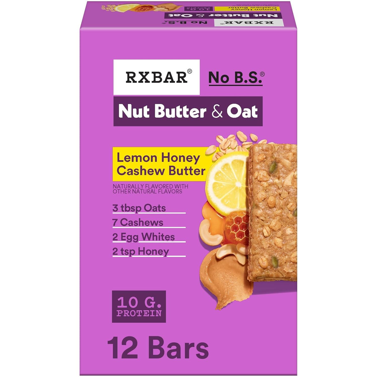 RXBAR Nut Butter and Oat Protein Bars, 12 Count, 23.2oz Box, Lemon Honey Cashew Butter