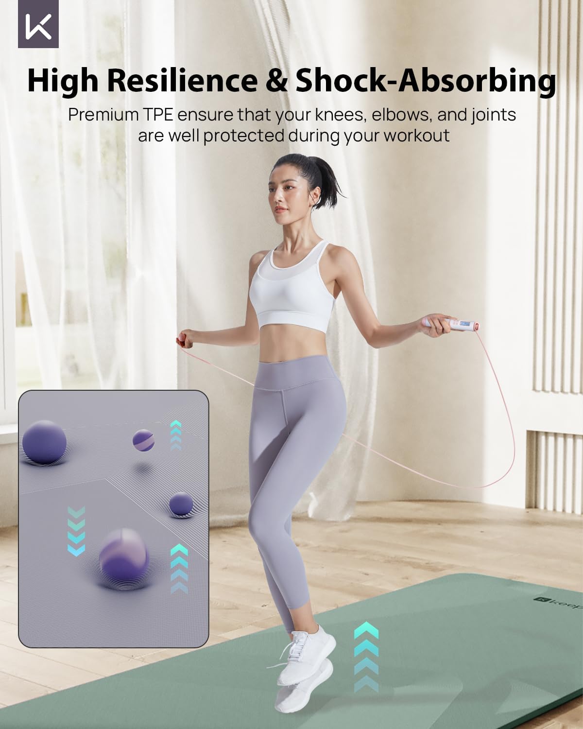 KEEP 7mm Thick Non-Slip Yoga Mat - Extra Wide 32" Fitness Mat for Home Workouts